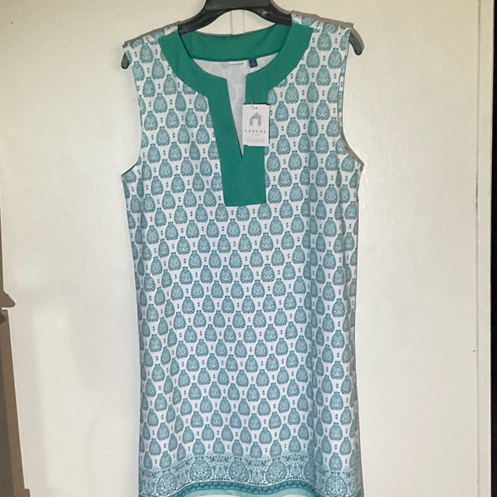 Cabana Life Teal and White Sleeveless Dress - Picture 3 of 7